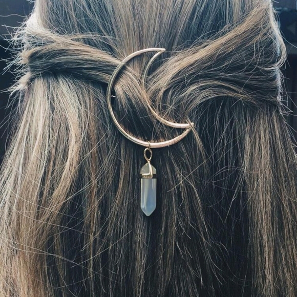 Accessories - Moon Decor Stone Charm Fashion Minimalist Hair Clip